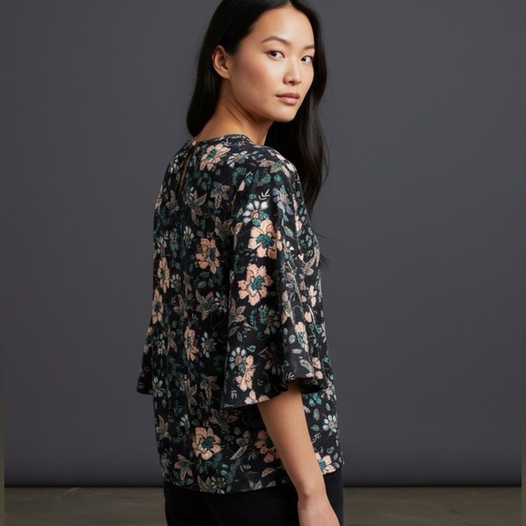 Knox Rose Blouse Top Floral Butterfly Sleeve Multicolor Size M - Picture 3 of 9